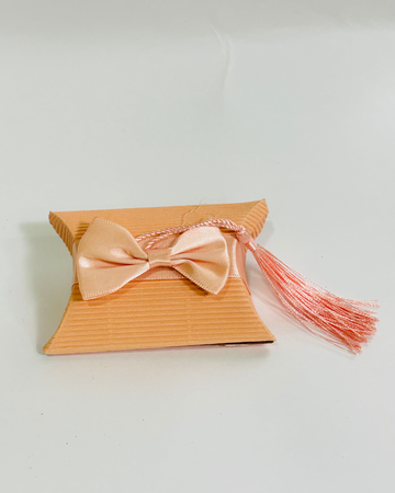 50 Pcs Peach Pillow Style Nikah Favor Box with Ribbon & Tassel