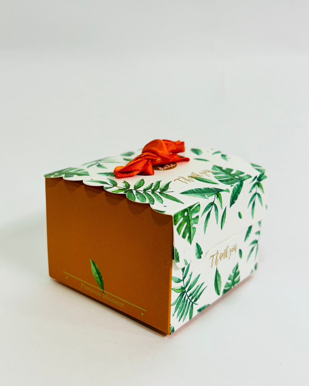 50 Pcs Floral Leaf Nikah Favor Boxes with Ribbon