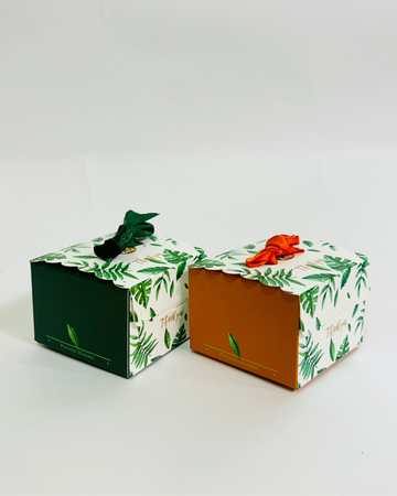 50 Pcs Floral Leaf Nikah Favor Boxes with Ribbon