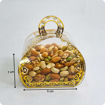 50 Pcs Transparent Heart Handle Gift Box with Golden Print