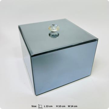 Premium Mirror Glass Cube Gift Box with Crystal Knob