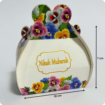 50 Pcs Floral Nikah Mubarak Favor Box with Heart Handle