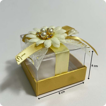 Luxury Acrylic Nikah Favor Box with Floral Pearl Decoration – Premium Packaging by Raza Agencies