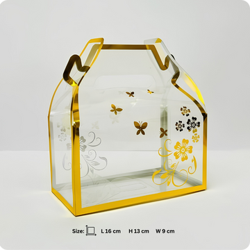 50 Pcs Transparent Golden 2 Laddu Carry Box