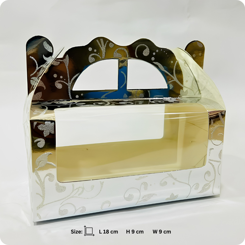 50 Pcs Golden & Silver Transparent 2 Laddu Carry Box
