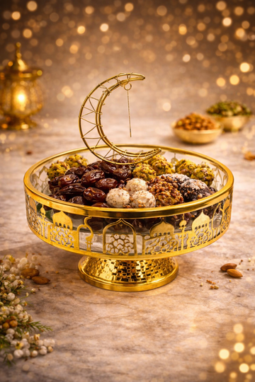Ramadan Crescent Glass Pedestal Tray