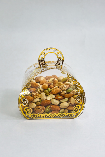 50 Pcs Transparent Heart Handle Gift Box with Golden Print