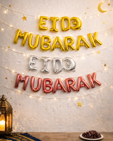 Eid Mubarak Foil Letter Balloon Wall Decor (Assorted Colours)