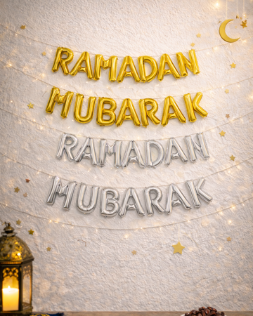 Ramadan Mubarak Foil Letter Balloon Wall Decor (Assorted Colours)