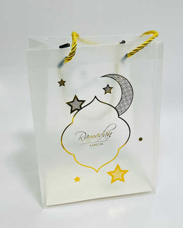 Ramadan Kareem Frosted Gift Bag with Rope Handle (14×8×20 cm)
