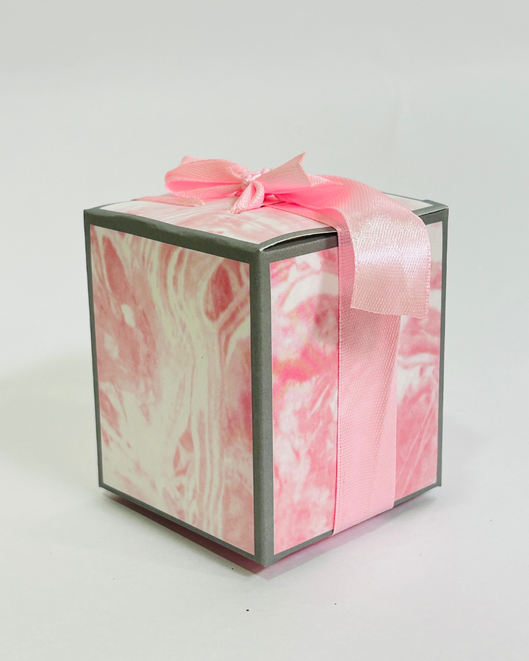 50 Pcs Premium Pink Marble Gift Box with Ribbon